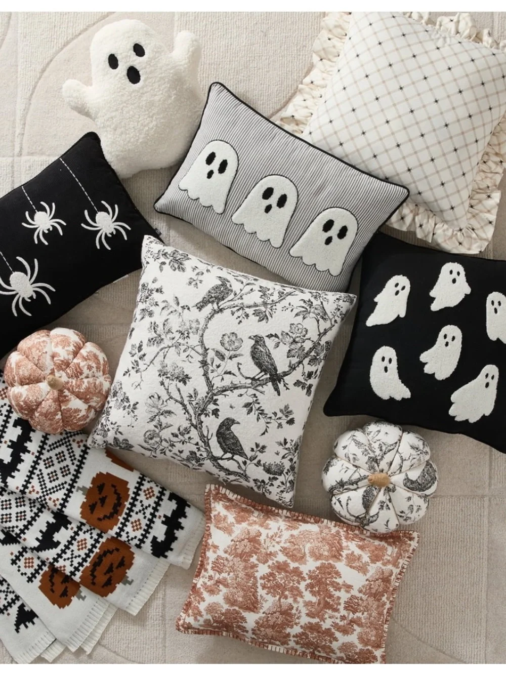 My Texas House Halloween Forest Toile Rust Oblong Decorative Pillow, 14